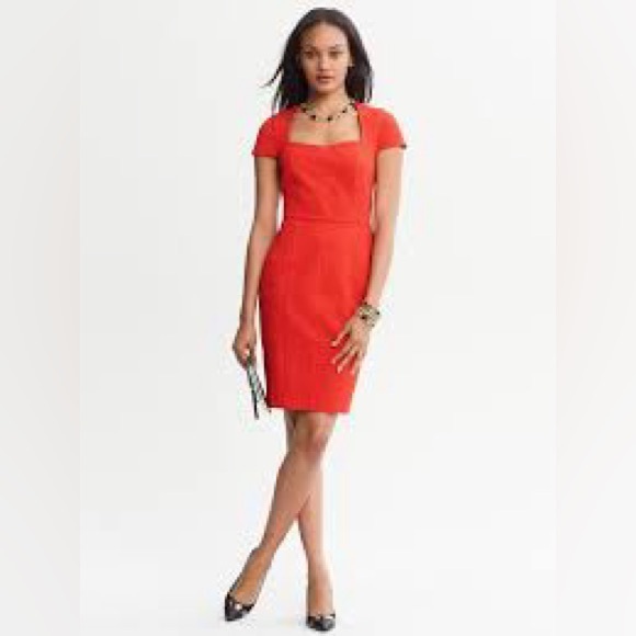 Banana Republic Sloan square neck red dress, size 2, NWOT - Picture 7 of 8